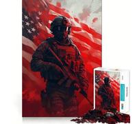 American Soldier Jigsaw Puzzles1000 Pieces Cognitive Train Fun Flawless Interlocking Pieces Birthday Gift Brain Teaser Toy (38x26cm)