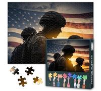 American Soldier Military Puzzles for Adults 1000 Pieces, American Flag Jigsaw Puzzles, Adult Puzzle for Adults, Educational Fun Games or Toys for Elders Friends 20X27 INCH