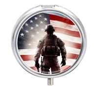 American Soldier Small Pill Box 3 Grids Travel Pill Case Portable Daily Pill Organizer with Anti-Mixing Design Easy to Retrieve Meds for Medication, Vitamin, Supplements