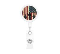 American Soldier Thank You Flag 4th of July Independence Day Retractable Badge Holder Retractable Id Badge Reels Badge Clip for Office Staff