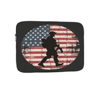 American Soldiers,Usa Flag Shockproof Laptop Sleeve 17 Inch, Oxford Fabric Case With Foam Padding, Lightweight Protective Cover For Pad Notebook, Business School Travel Use