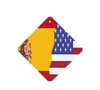 American Spain Flag 4 Pcs Car Air Freshener Cards, Hanging Disposable Card Fresheners for Vehicles, Lavender Scented
