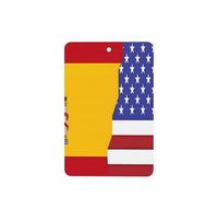 American Spain Flag 4 Pcs Car Air Freshener Cards, Hanging Disposable Card Fresheners for Vehicles, Lavender Scented