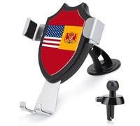 American Spain Flag Car Phone Mount Universal Auto Phone Holder Adjustable Cellphone Car Mount 360° Rotation, Dashboard & Windshield & Air Vent Strong Suction Cup Phone Stand Compatible with All Smart