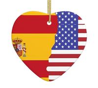 American Spain Flag Christmas Heart Hanging Double-Sided Printing Suitable for Shopping malls supermarkets Decorations