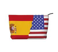 American Spain Flag Corduroy Makeup Bag – Versatile Cosmetic Pouch with Zipper for Daily Use and Travel Capacity Organizer