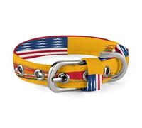 American Spain Flag Dog Collar Adjustable Pet Collar Stainless Steel D-Ring Collar Oxford Cloth Cat Collar Strap with Metal Buckle for Small Medium Dog