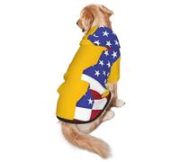 American Spain Flag Dog Hoodie for Medium and Large Dogs – Soft Polyester Pet Clothes, Suitable for All Seasons