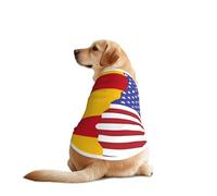 American Spain Flag Dog Shirt Vest Dog Clothes- Breathable Cooling for Big Dogs, Sun Protection Comfort Wear for Golden Retriever, Husky, Alaska Outdoor Activities 3X-Large