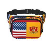 American Spain Flag Fanny Pack For Women Waterproof Adjustable Belt Bags Waist Pack Fashion Casual Crossbody Bags Bum Bag For Running Workout Hiking Traveling, Black, One Size