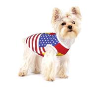 American Spain Flag Full Print Cotton Pet Vest S Dog Cat Clothes Soft Elastic Breathable Pullover Pet