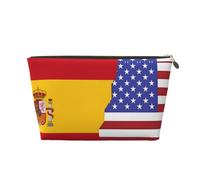 American Spain Flag Leather Toiletry Bag, Travel Wash Kit