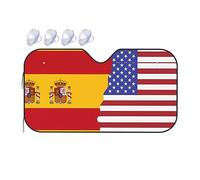 American Spain Flag Medium Car Windshield Sunshade - Quick Cooling in The car in Summer, Portable Storage Sunshade