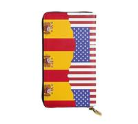American Spain Flag Pattern Leather Clutch (7.5x4.1 inches) - Coin Card Key Wallet