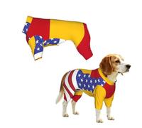 American Spain Flag Print Dog Clothes - 4 Legs Jumpsuit Sweatshirt for Small Medium Large Dogs Cats