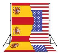 American Spain Flag Print Photography Backdrop - 152 Ã- 213 cm Portable Backdrop Curtains for Photo Shoot Backdrop for Home Party Use