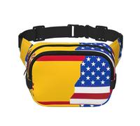 American Spain Flag Print Versatile Square Double Layer Waist Bag Trendy for Men and Women daily use Bag, Black, One Size