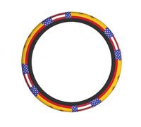 American Spain Flag Printed elastic steering wheel cover Durable, soft and thick, suitable for cars, SUVs and trucks, etc.