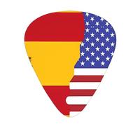 American Spain Flag printed guitar picks, 12-piece set with thin, medium, and thick styles, comes with a storage case