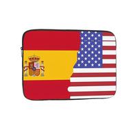 American Spain Flag Printed Laptop Sleeve, 15 inch Computer Bag, Suitable for Office, Travel, Commuting, and Business Trips.