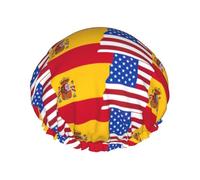 American Spain Flag Printed Reusable Shower Hats, Double Layer Headgear For Spa And Salon, Large Hair Wrap
