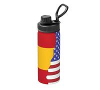American Spain Flag Printed Vacuum Insulated Mug 18 oz - Suitable for Mountaineering, Camping, Gym, Office and Daily Use