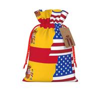 American Spain Flag Printing Fashion Bag Lightweight Drawstring Pouch With Kraft Tag For Christmas Halloween
