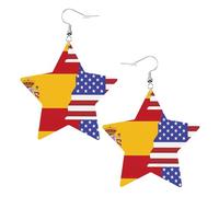 American Spain Flag Prints Leather star earrings Pendant Stylish and beautiful Lightweight Dangle for Women Girls
