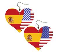 American Spain Flag Prints Stylish Heart-Shaped Earrings Lightweight Women'S Accessories Perfect For Parties And Valentine'S Day.