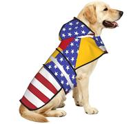 American Spain Flag Reflective Waterproof Dog Raincoat Jacket, Adjustable Hooded Pet Coat with Leash Hole,for Outdoor UseXL