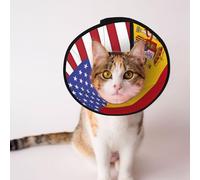 American Spain Flag Soft Dog Cone Collar, Depets Adjustable Recovery Pet Cone E-Collar for Cats Kittens Rabbits, Comfy Elizabethan Collar