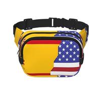 American Spain Flag Square double - layer fanny pack with adjustable shoulder strap - travelling fanny pack - perfect for outdoor sports, Black, One Size