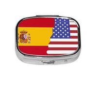 American Spain Flag Square mini Pill Box, Travel Pill Box, can be Put into Wallet or Pocket to Store a Variety of Small Items