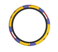 American Spain Flag Steering Wheel Cover, 15 Inch Universal Protective Cover, Soft Breathable Durable Full Surround Sports Car Accessories