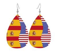 American Spain Flag Teardrop-shaped leather earrings are a luxurious and fashionable accessory suitable for women, showcasing individual charm.