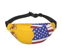 American Spain Flag Waist Bag. Lightweight And Waterproof, Suitable For Travel And Daily Use, Fashionable Design, For Men And Women.