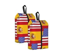 American Spain Flag Water Resistant Travel Shoe Bag with Handle for Suitcase Sneakers Boots Gym 2PCS