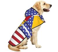American Spain Flag Waterproof Dog Raincoat And Rain Jacket With Hood, Reflective Strips And Adjustable Belly Strap, Fits Small To Large Dogs