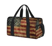 American Sports Duffel Bag Vintage American Flag Weekend Overnight Bag Tote Holdall Casual Travel Gym Duffel Bags for Kids Girls Boys Women Men
