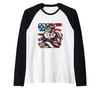American Squirrel Mascot USA Flag Raglan Baseball Tee