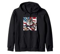 American Squirrel Mascot USA Flag Zip Hoodie