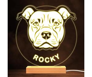American Staffordshire Bull Terrier Dog Pet Lamp Personalised Gift Night Light | Personalised Gift For Home, Lamp Room Décor | Kids & Adults Night Lights With Name | Personalised Gift For Bedroom |