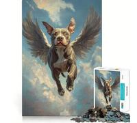 American Staffordshire Terrier Angel 1000 Piece Teenager Puzzles Cognitive Train Game Zero Gap Compact Fun for Family Game Time (38x52cm)
