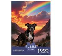 American Staffordshire Terrier Jigsaw Puzzles Puzzles for Adults Kids. 1000 Pieces Impossible Challenge Toy Educational Games Home Decoration for Adults& Kids Age 14 Years Up 70x50cm/1000pcs