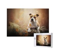 American Staffordshire Terrier Printing,1000 Pieces Wooden Jigsaw Family Game Jigsaw Puzzles for Adults Teens Home Decor