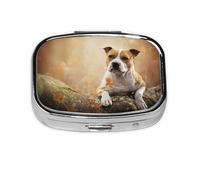 American Staffordshire Terrier Printing,Meta Pill Box 2 Compartment Medicine Case,Portable Organizer,Rectangle Meta Portable Organizer Pill Box 808 Compartment Medicine Case
