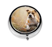 American Staffordshire Terrier PrintingMeta Pill Box 3 Compartment Medicine Case,Portable Organizer