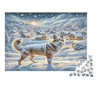 American Staffordshire Terrier Recycled Paper Mixed Breed Dog on Rocky Coast at Sunset Jigsaw Puzzle Collectible Gift for Adults 52x38cm/1000pcs