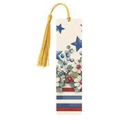 American Star Bookmark Vintage USA Flag Wooden Bookmark with Tassel Book Mark for Women Men Reading Page Markers Gifts for Book Lovers