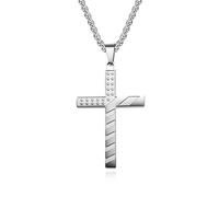 American Star Spangled Banner Titanium Steel Cross Necklace Men and Women Wear Trendy People Hang Pendant